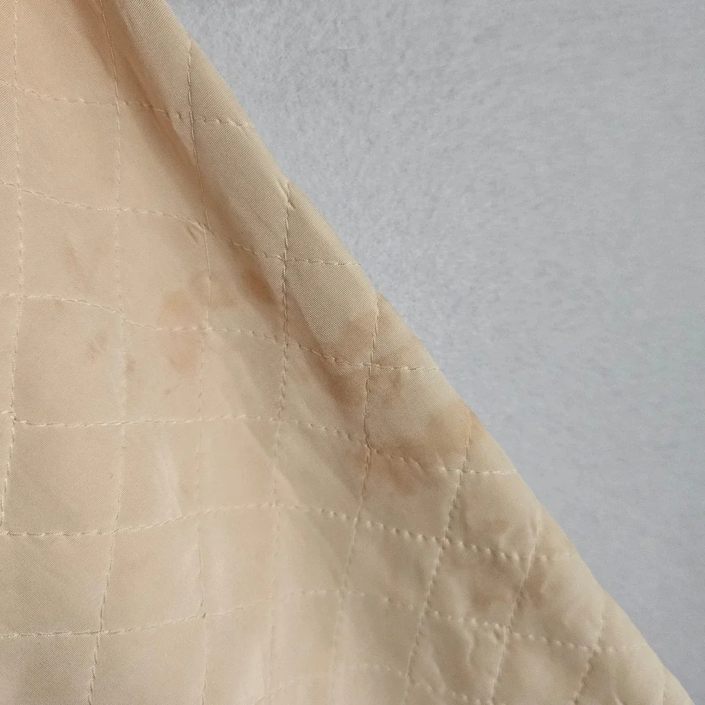 Vtg Quilted Bed Jacket Peach Lace Trim Ribbon Tie Coquette Loungewear 40s‎ 50s